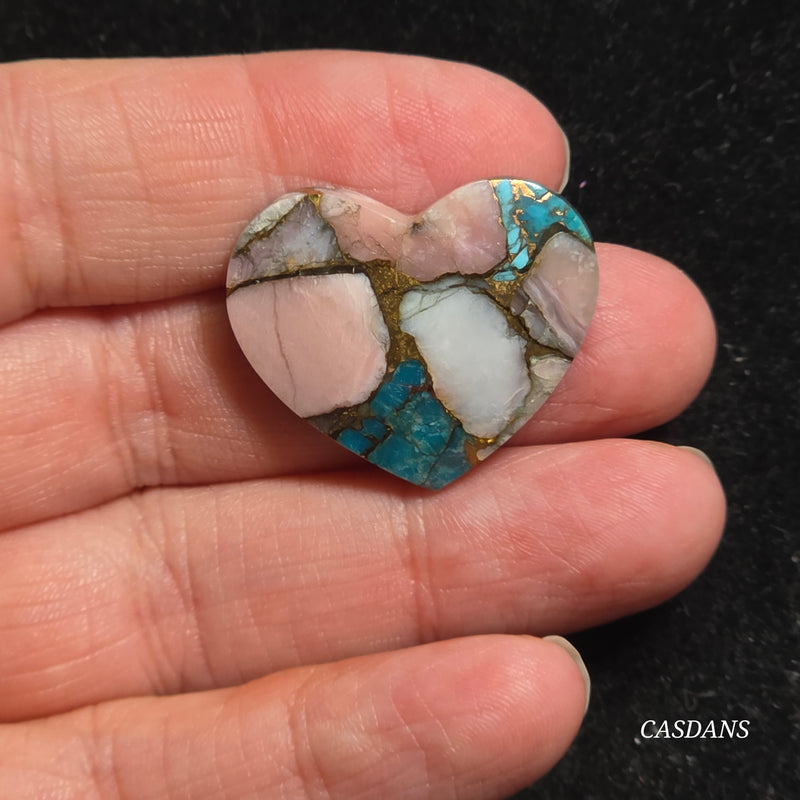 Pink Opal and Kingman Turquoise Composite Cabochon