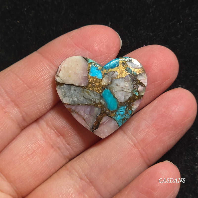 Pink Opal and Kingman Turquoise Composite Cabochon