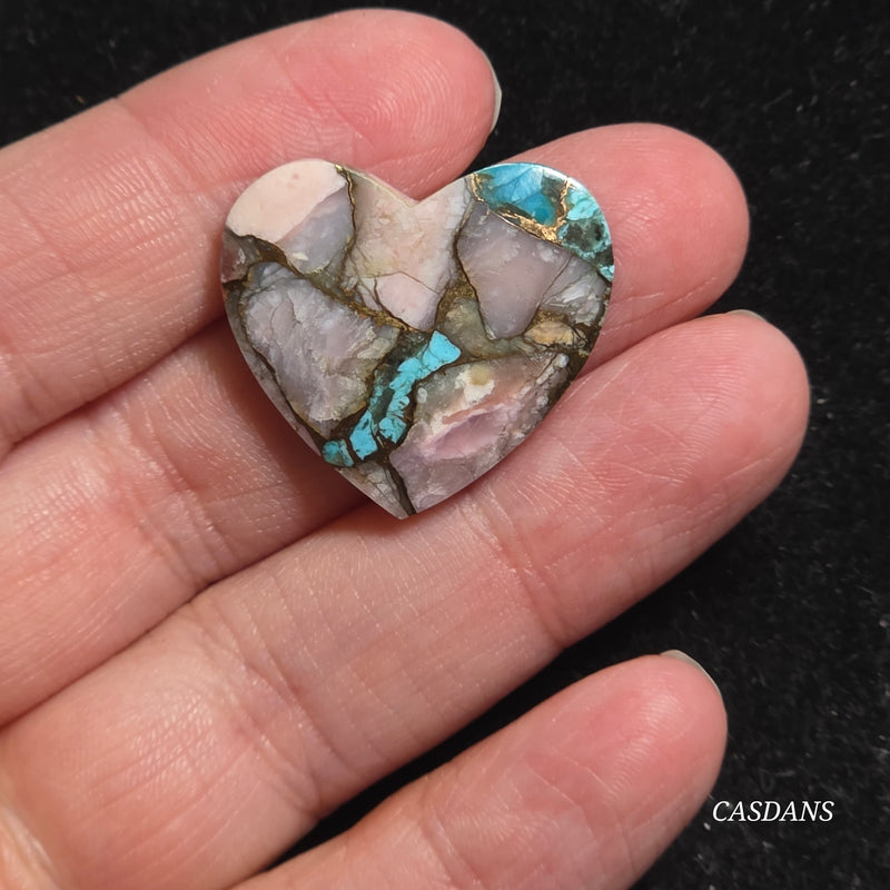 Pink Opal and Kingman Turquoise Composite Cabochon