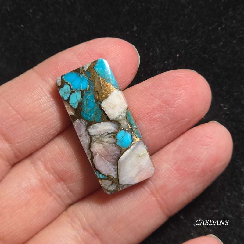 Pink Opal and Kingman Turquoise Composite Cabochon