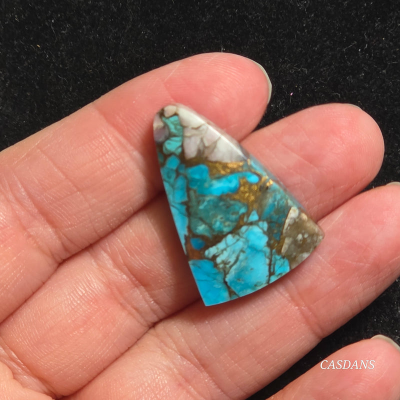Pink Opal and Kingman Turquoise Composite Cabochon