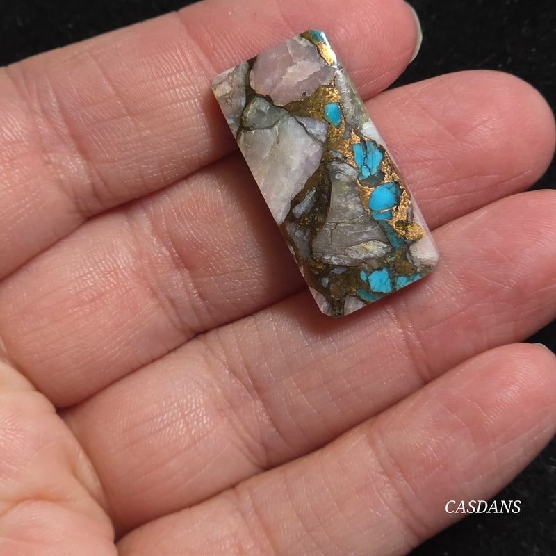 Pink Opal and Kingman Turquoise Composite Cabochon