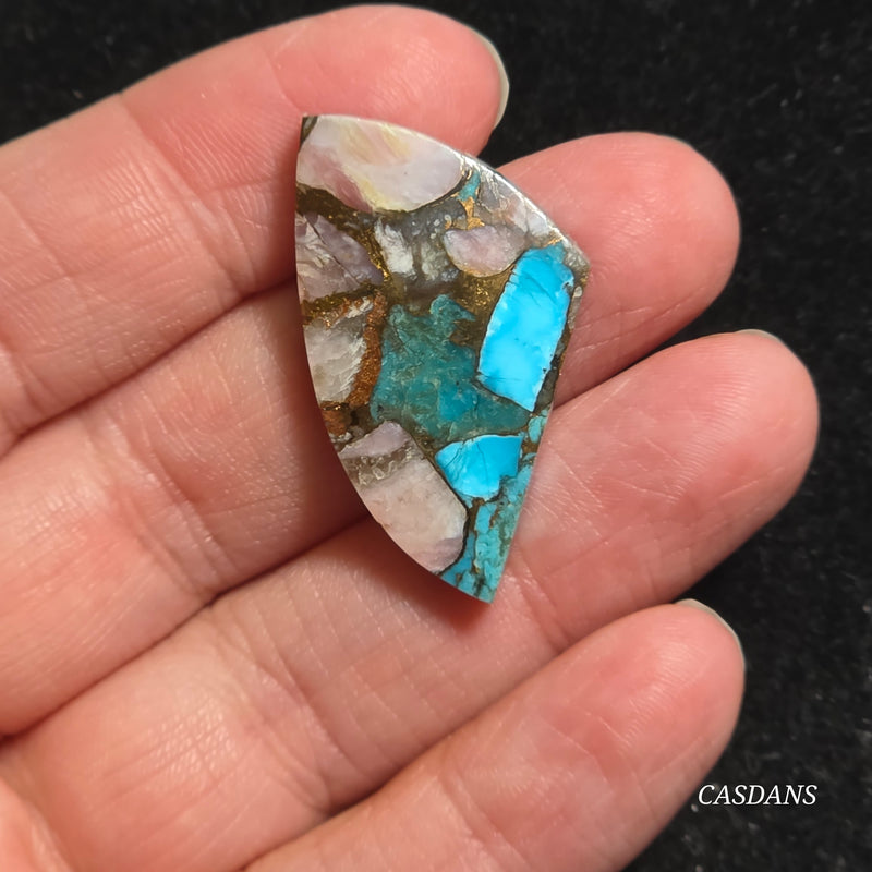 Pink Opal and Kingman Turquoise Composite Cabochon