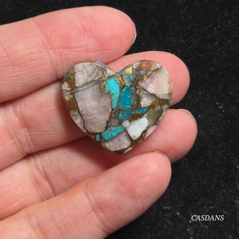 Pink Opal and Kingman Turquoise Composite Cabochon