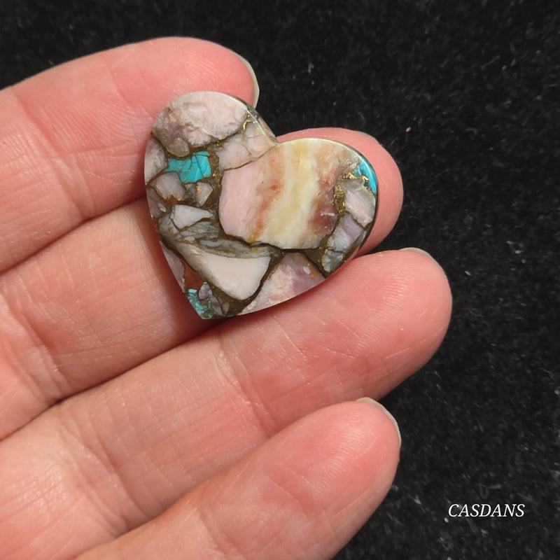 Pink Opal and Kingman Turquoise Composite Cabochon