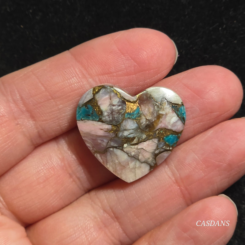 Pink Opal and Kingman Turquoise Composite Cabochon