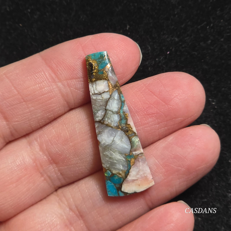 Pink Opal and Kingman Turquoise Composite Cabochon