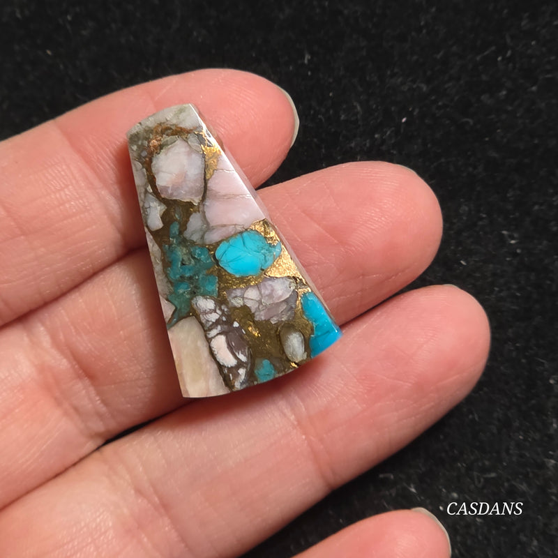 Pink Opal and Kingman Turquoise Composite Cabochon