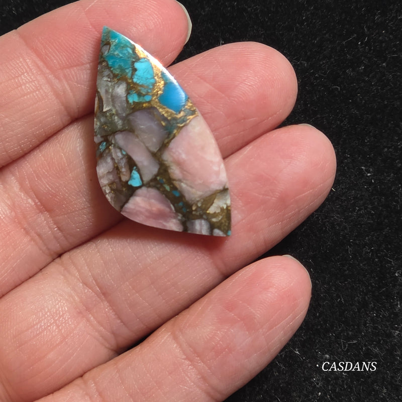 Pink Opal and Kingman Turquoise Composite Cabochon