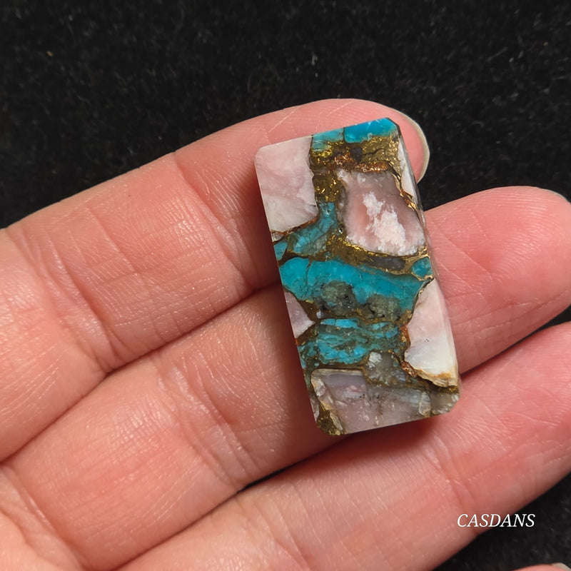 Pink Opal and Kingman Turquoise Composite Cabochon