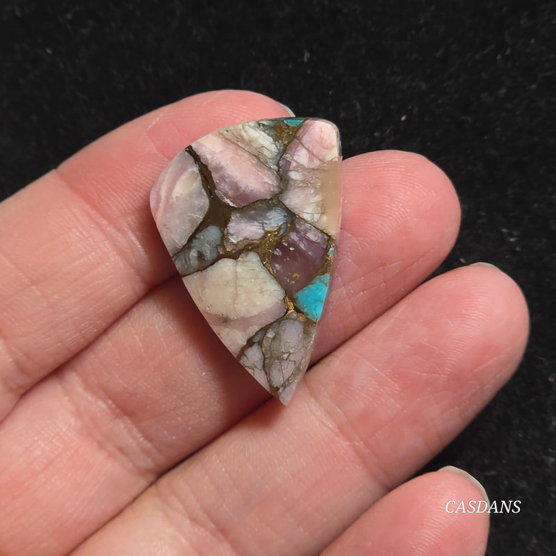 Pink Opal and Kingman Turquoise Composite Cabochon