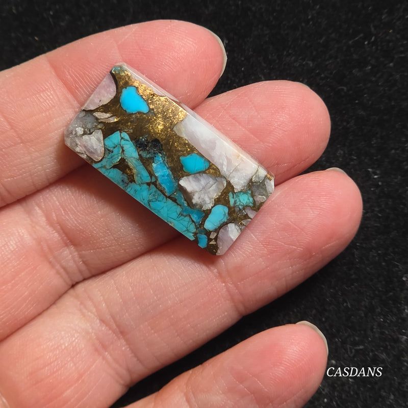 Pink Opal and Kingman Turquoise Composite Cabochon