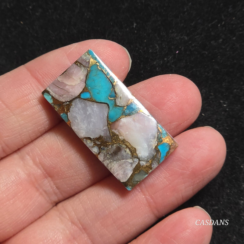 Pink Opal and Kingman Turquoise Composite Cabochon