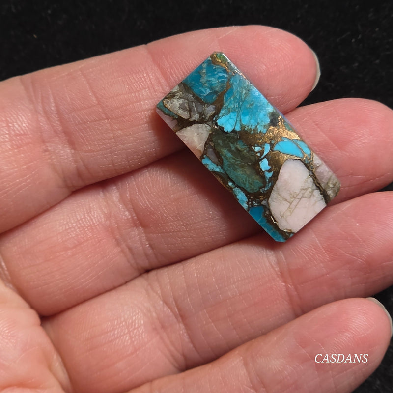 Pink Opal and Kingman Turquoise Composite Cabochon
