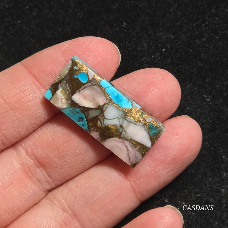 Pink Opal and Kingman Turquoise Composite Cabochon