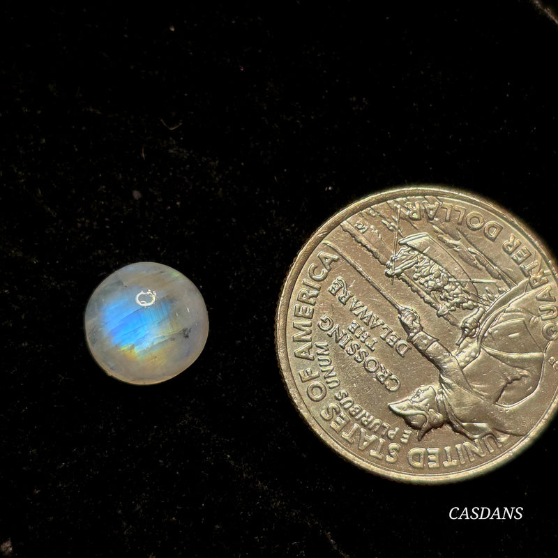 Rainbow Moonstone 11mm Round Cabochon - Calibrated (1 piece)