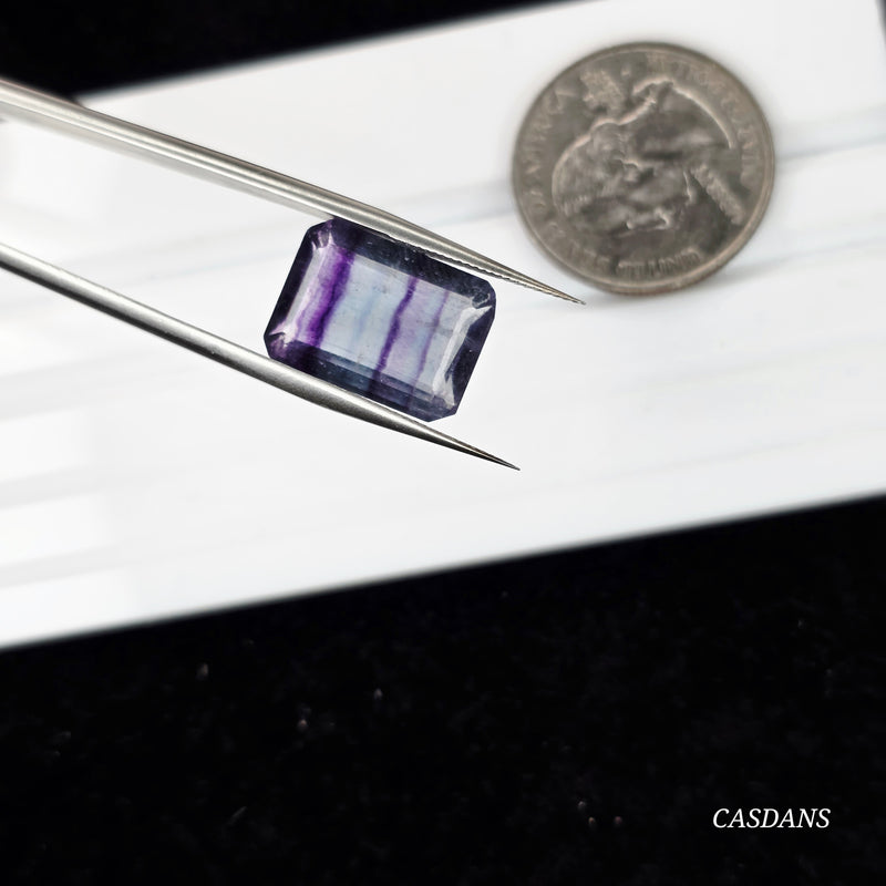 Rainbow Fluorite 12x16mm Emerald Facet