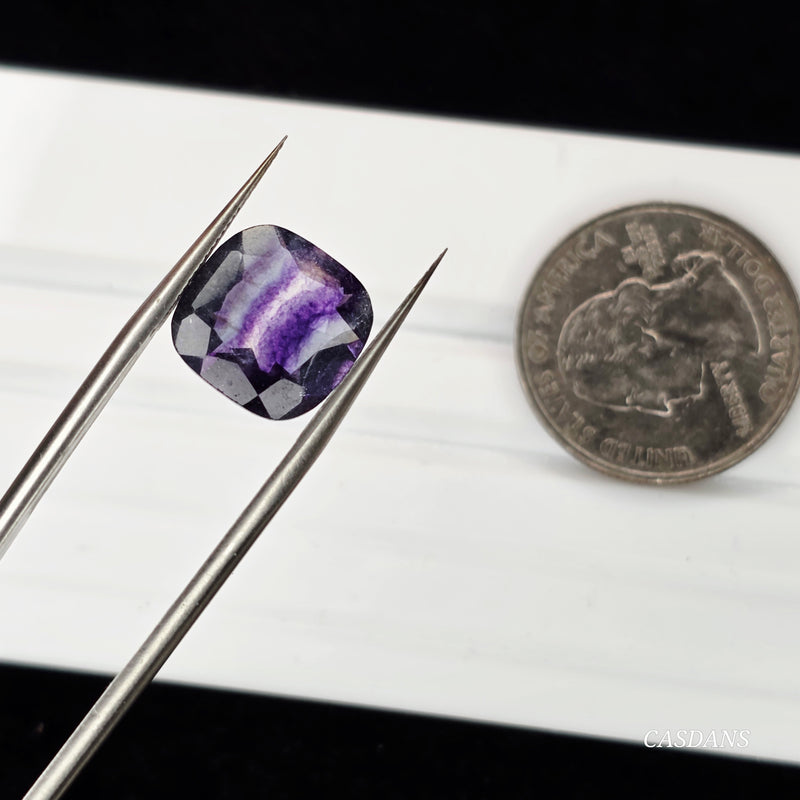 Rainbow Fluorite 12mm Cushion Facet