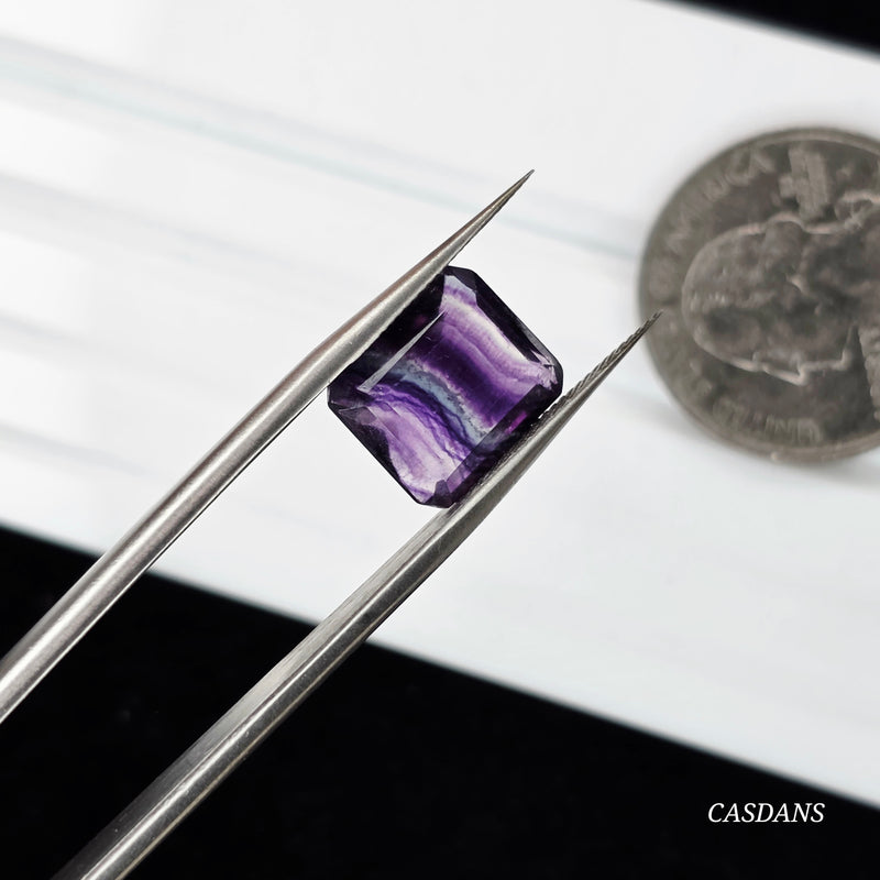 Rainbow Fluorite 10x12mm Emerald Cut Facet