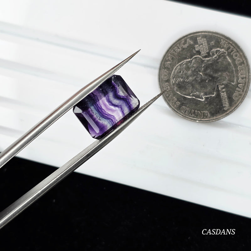 Rainbow Fluorite 10x14mm Emerald Cut Facet