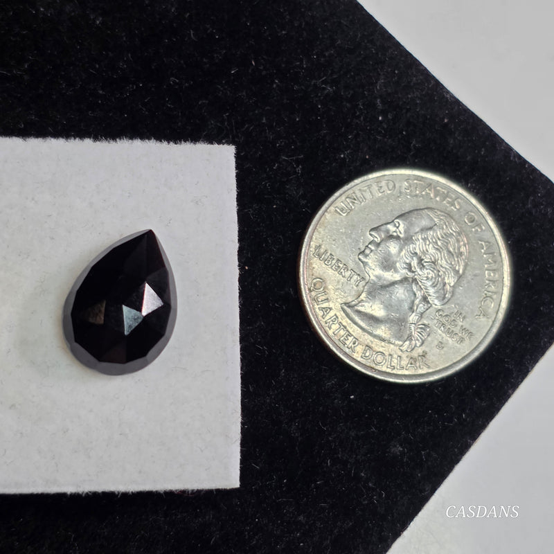 Black Onyx  11x15mm Pear Rosecut Cabochon