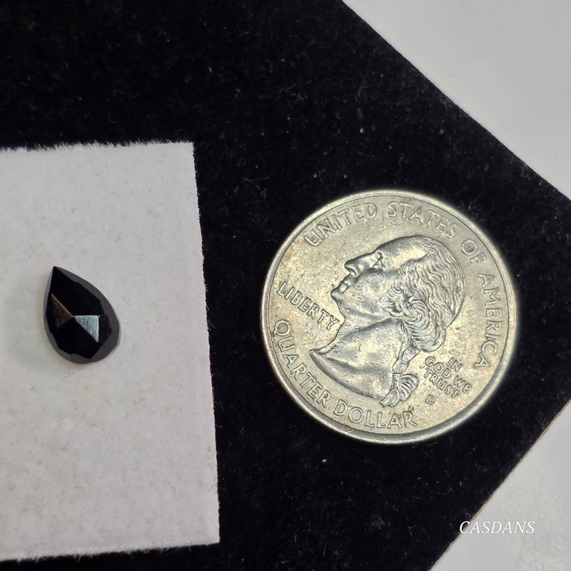 Black Onyx  6x9mm Pear Rosecut Cabochon