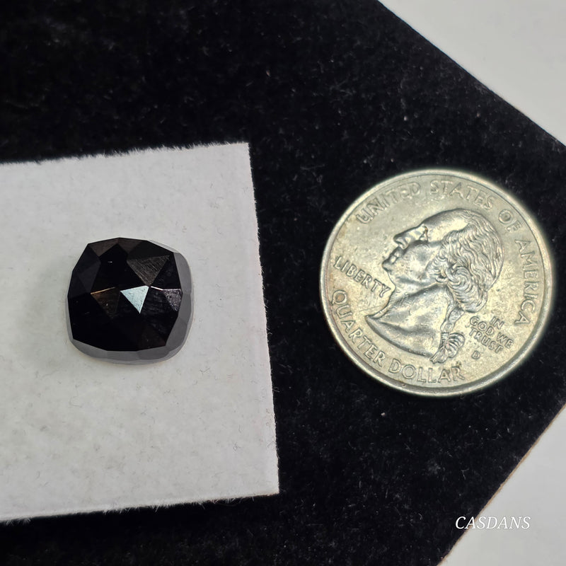 Black Onyx  12mm Cushion Rosecut Cabochon
