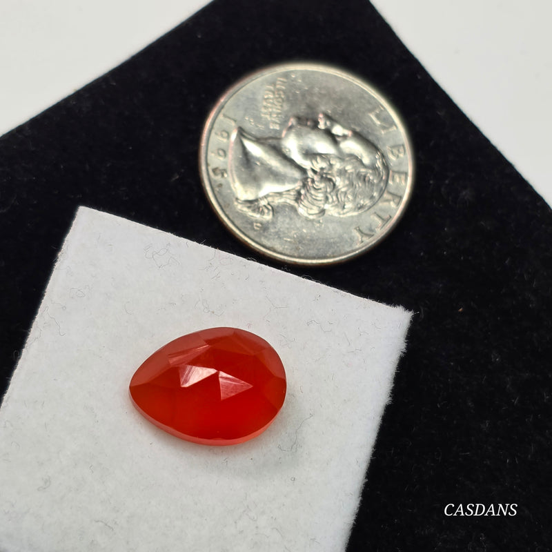 Orange Onyx 11x15mm Pear Rosecut Cabochon