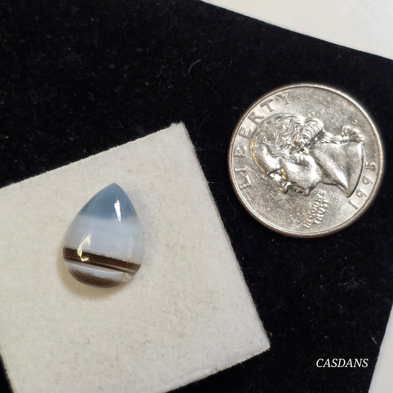 Blue Opal 11x15mm Pear Cabochon (With Stripes)