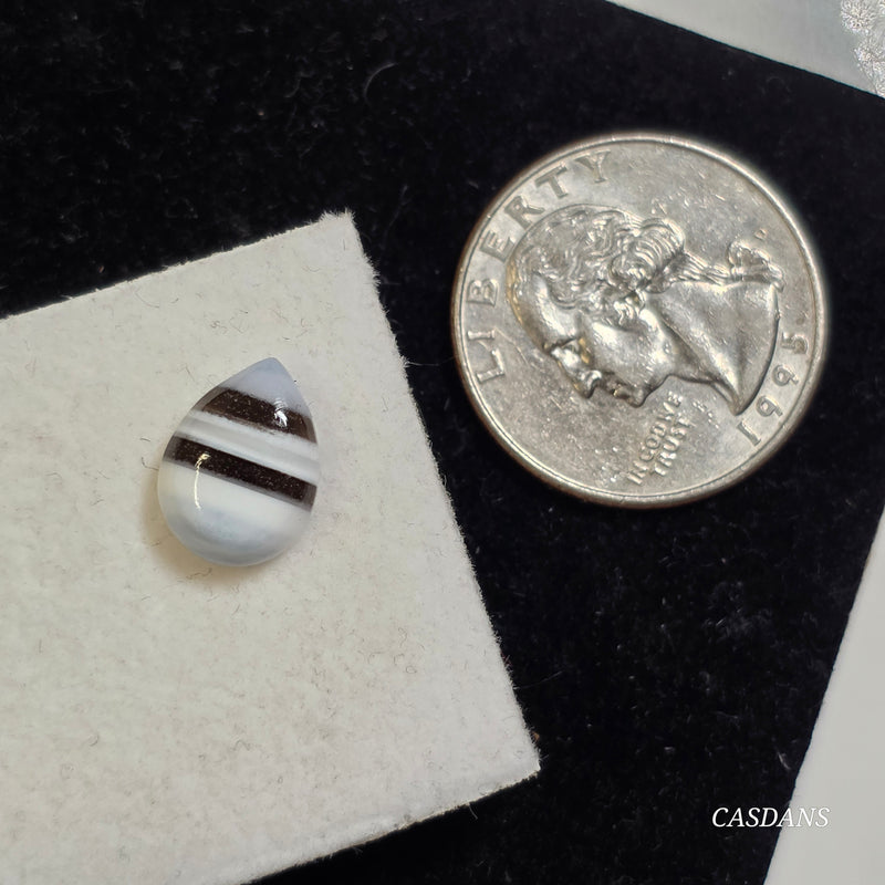 Blue Opal 9x12mm Pear Cabochon (With Stripes)