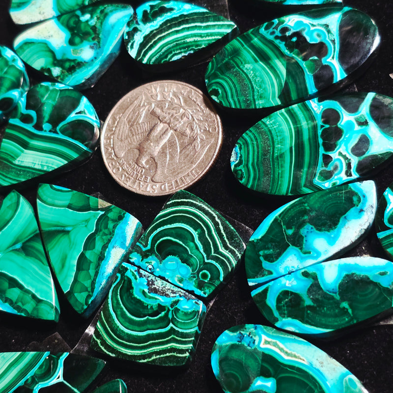 Malachite Chrysocolla Cabochon Pair - Irregular (Random Pick)