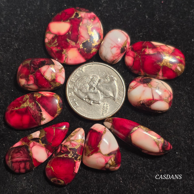 ***IMPERFECT *** 10 Piece Lot Rose Dahlia Composite Cabochons