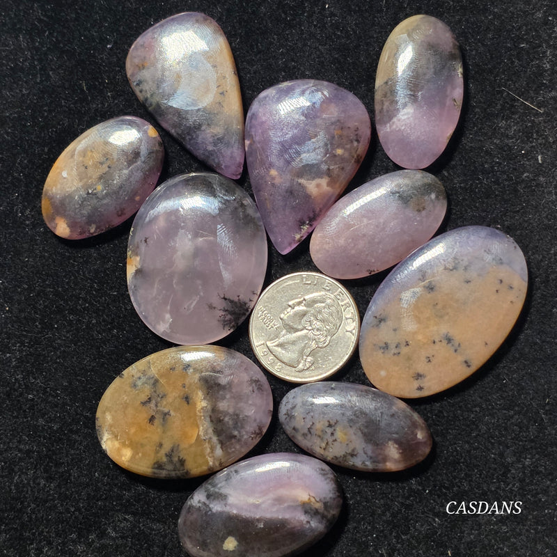 IMPERFECT 10 Piece Lot Amethyst Sage Cabochons