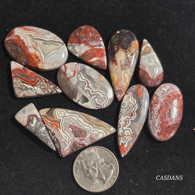 IMPERFECT 10 Piece Lot Crazy Lace Agate Cabochons
