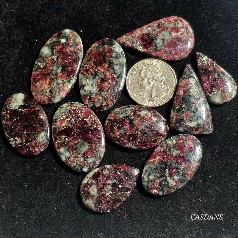IMPERFECT 10 Piece Lot Eudialyte Cabochons