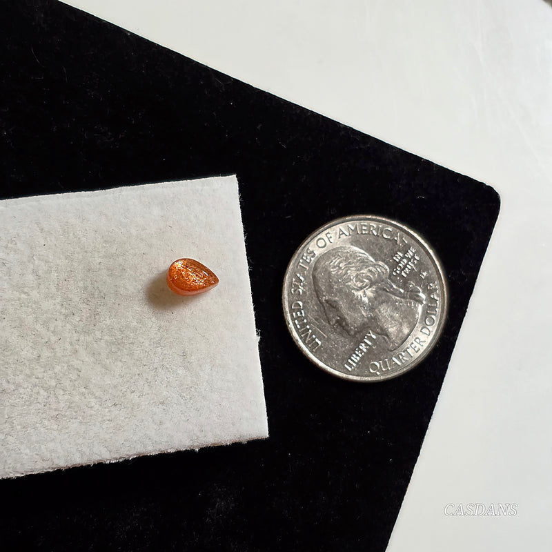 Madras Sunstone 5x7mm Pear Cabochon - Calibrated (1 piece)