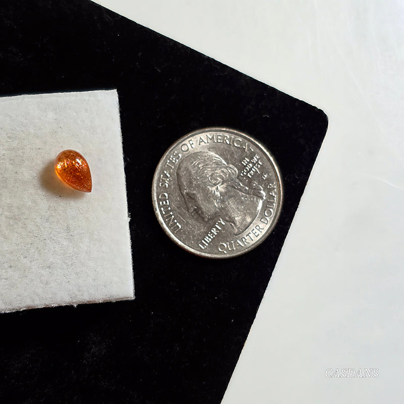 Madras Sunstone 5x8mm Pear Cabochon - Calibrated (1 piece)