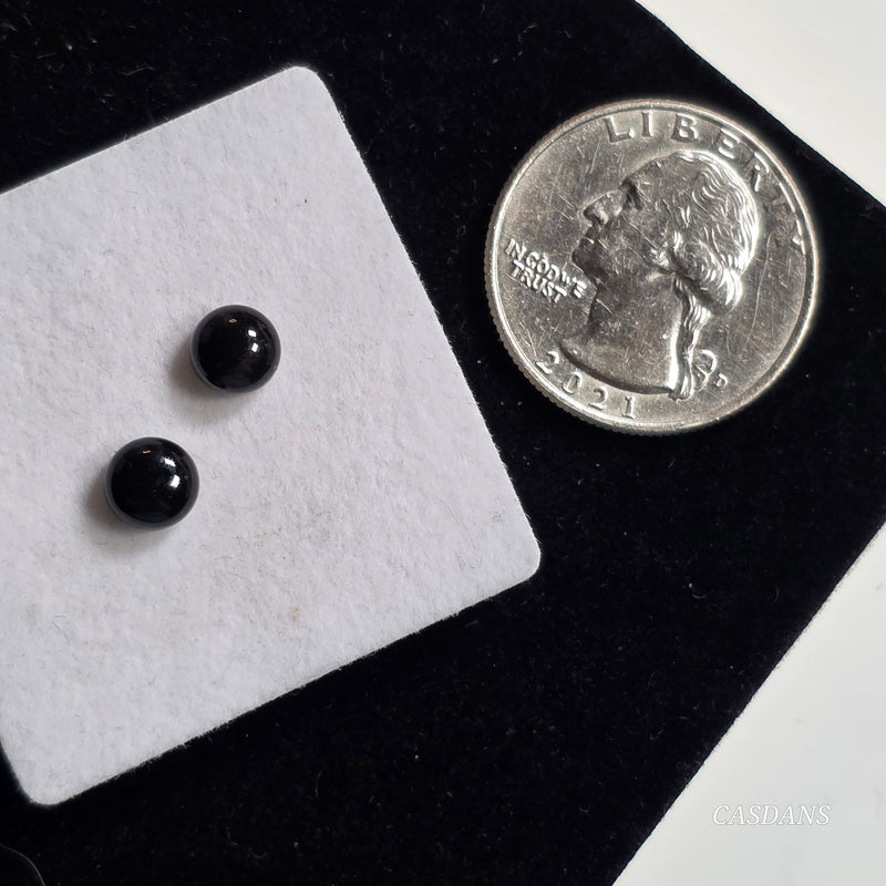 2 Pieces, 6mm Calibrated Round Black Onyx Small Ring / Embellishment Cabochon