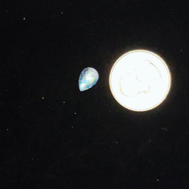 Rainbow Moonstone 7x10mm Pear Cabochon - Calibrated