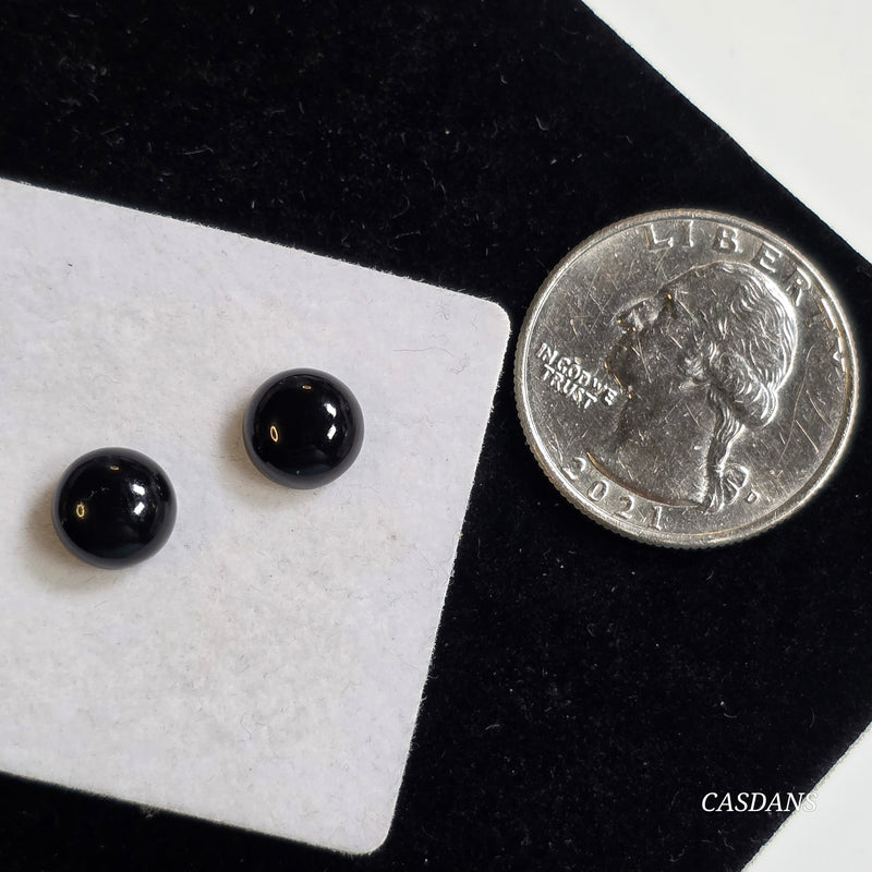 2 Pieces, 8mm Calibrated Round Black Onyx Small Ring / Embellisment Cabochon