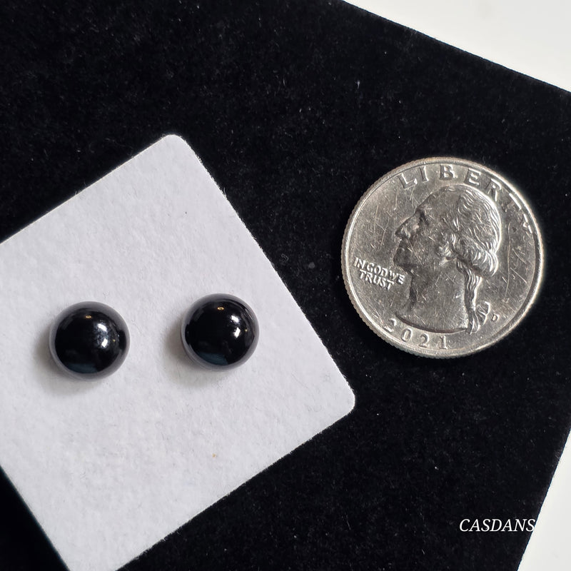 2 Pieces, 9mm Calibrated Round Black Onyx Small Ring / Embellisment Cabochon