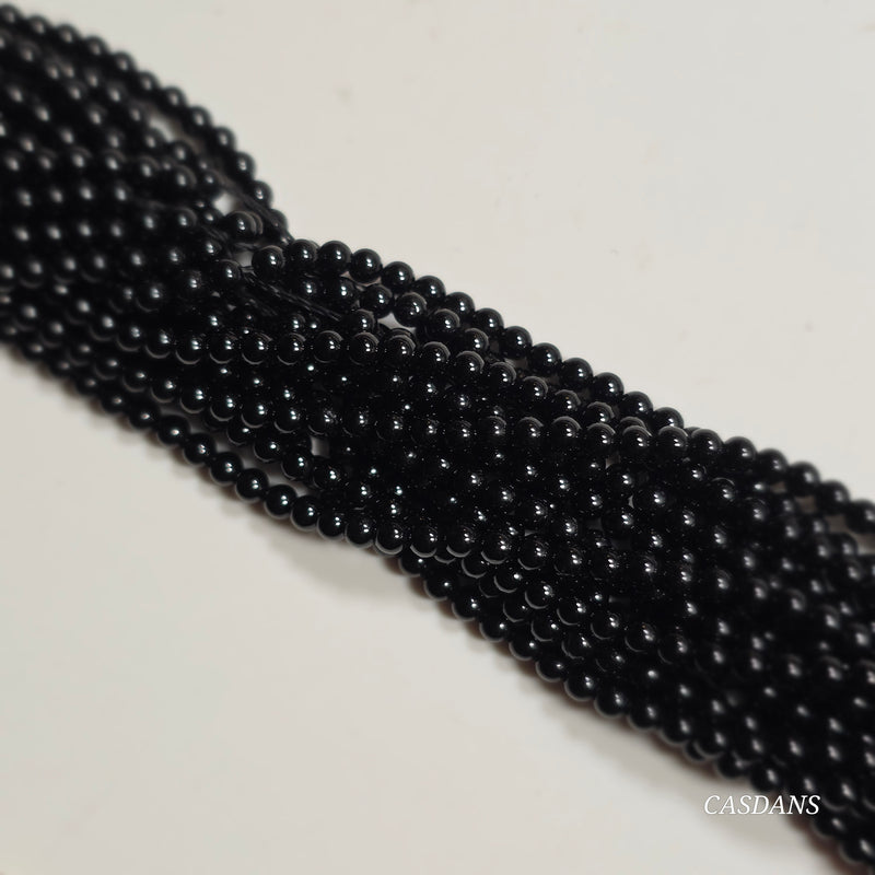 Black Spinel 2mm Smooth Round Beads