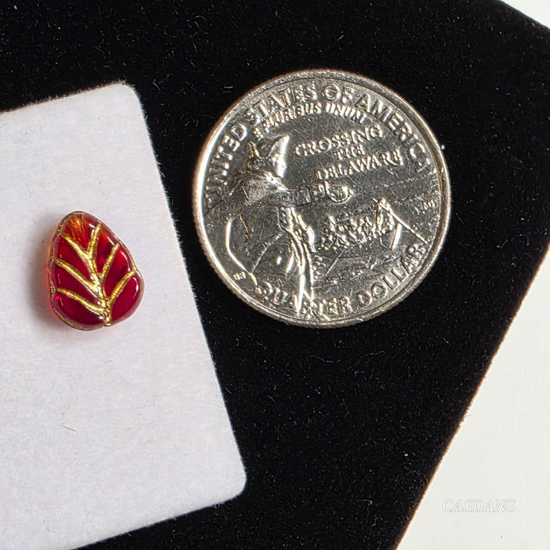 Czech Glass Leaf Bead 8x10mm - Red