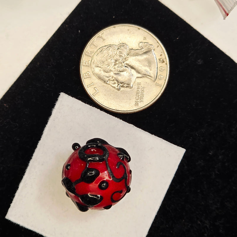 18mm Matte Lampwork Bead - Red