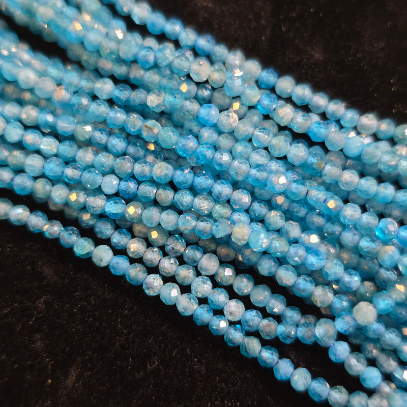 Apatite 2mm Faceted Round Beads