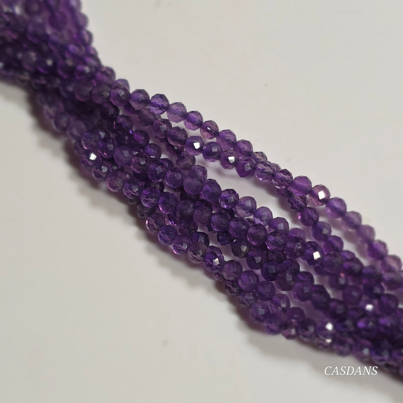 Amethyst 2mm Faceted Round Beads