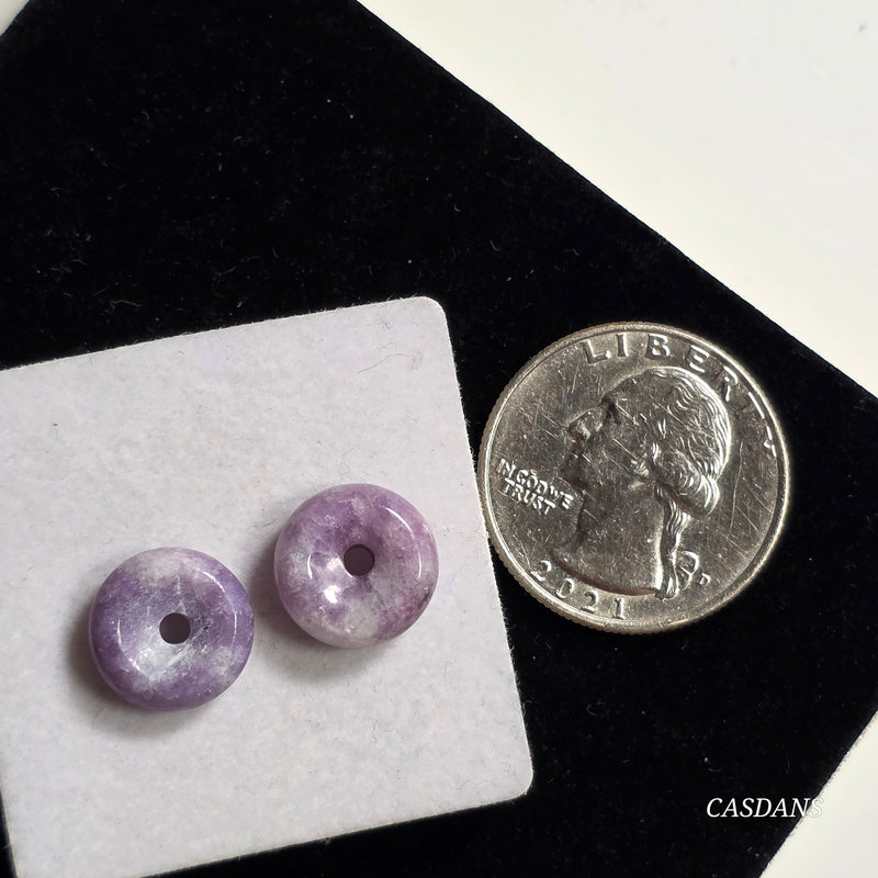 2 Pieces, 12mm Lepidolite Donut