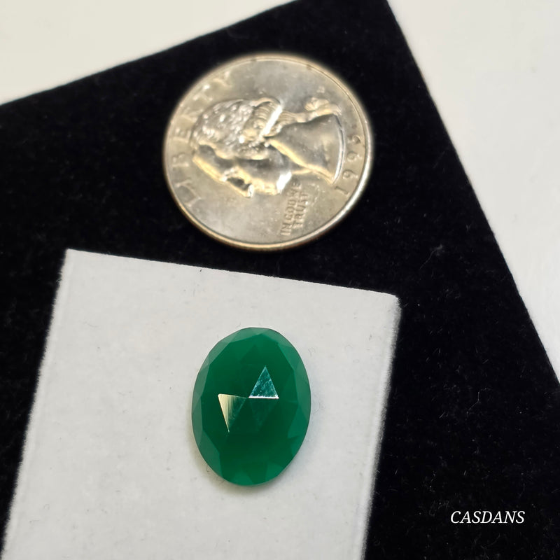 Green Onyx 12x16mm Oval Rosecut Cabochon