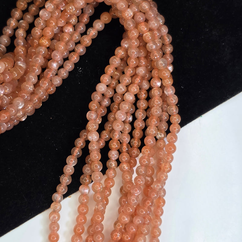 Gold Sunstone 3mm Smooth Round Bead