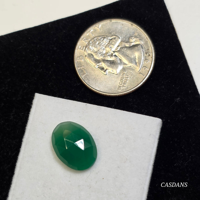 Green Onyx 10x14mm Oval Rosecut Cabochon